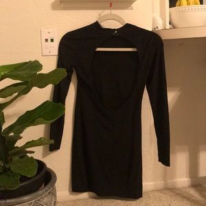 Brandy Melville Black Suede Open Back Mini Dress